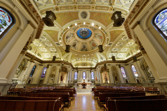 Cathedral Basilica Of St. Joseph Impacted By Covid 19 Pandemic With Limited Seats Enforced.