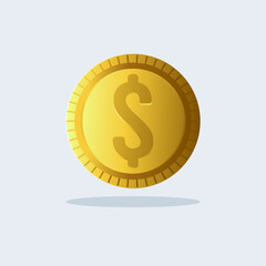 Gold dollar coins in vector illustration