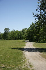 Gravel path in the park on a clear and sunny day