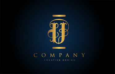vintage gold U alphabet letter logo icon for company and business. Brading and lettering with creative golden design