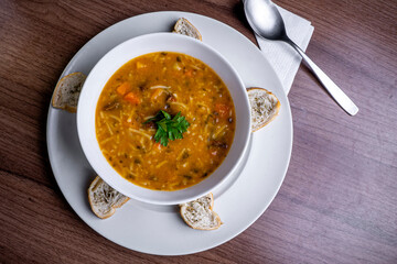 Delicious meat soup very tasty and beautiful.