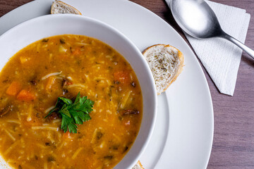 Delicious meat soup very tasty and beautiful.