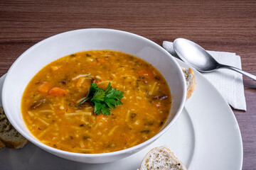 Delicious meat soup very tasty and beautiful.
