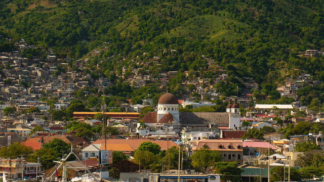 Cap Haitien, Haiti. View on cityscape and and Cath&eacute;drale Notre-Dame du Cap-Haitien