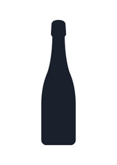 Champagne bottle icon. (Champagne bottle vector silhouette)