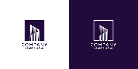 Buiding logo with creative line art concept, simple, real estate, tower part 4