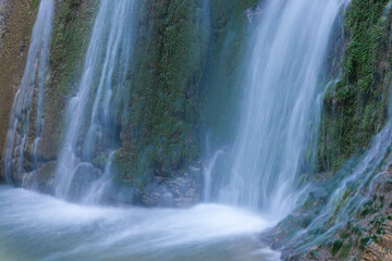 Mountain day summer. Waterfall