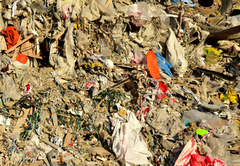 Garbage dump with construction waste. Trash disposal and food waste. Recycling of waste at junk...