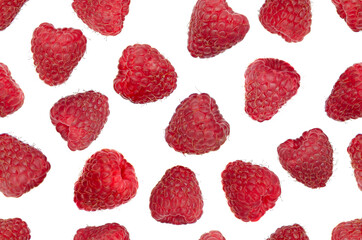 Food background - Appetizing raspberry isolated on white background - 436740191
