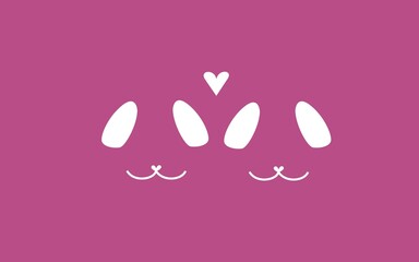 Love dogs. Banner purple for valentines day. Two dogs falling in love.