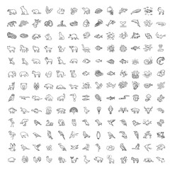 Line animals concepts. Vector thin Icons set