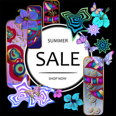 Summer Sale Banner Template for your Business. Vector illustration.