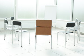 Flipchart chairs in a bright office spacious space