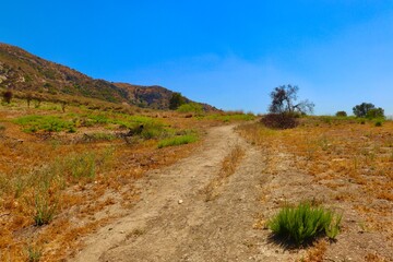 California Hiking Trail With Mountain Landscape 