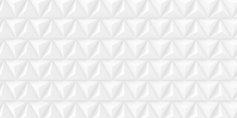 Random shifted white three sided pyramid geometrical pattern background with soft shadows, minimal background template, flat lay top view from above