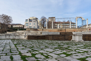 Ruins of Antique Forum Augusta Traiana in city of Stara Zagora, Bulgaria