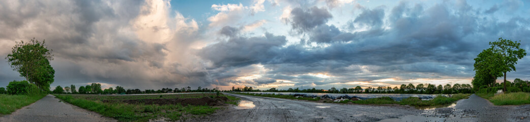 Clouds after a small thunderstorm in Weiterstadt, Germany.