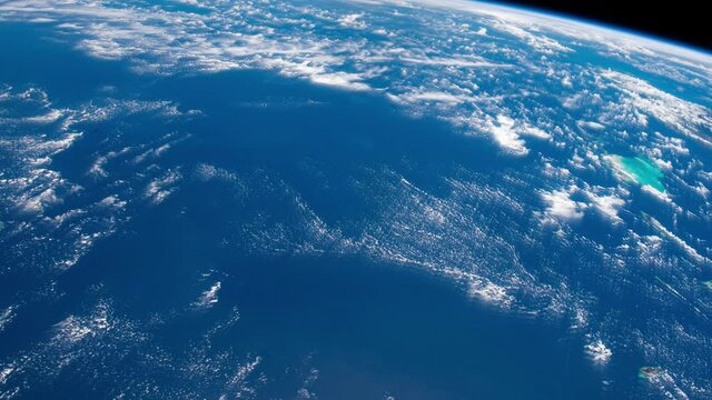 Planet earth scenic view of clouds and ocean while orbit rotating time lapse, view from satellite. Based on images furnished by Nasa
