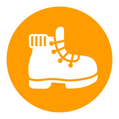 Fototapeta premium Hiking boot vector white glyph icon. Camping sign