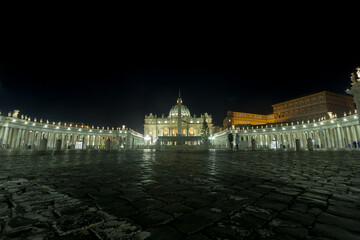 Piazza San Pietro night scene, Vatican city, Rome