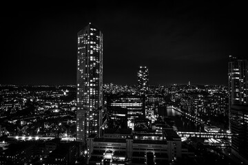 Canary Wharf by night - London's business district