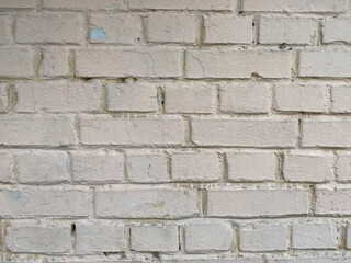White bricks - old surfaces, shabby with seams, painted with white paint. The background. Texture