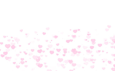 Valentine day pink hearts on white background.