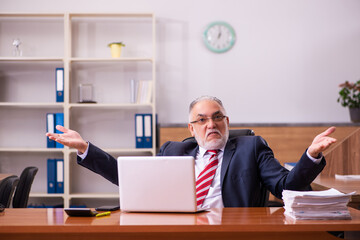 Old male employee sitting in the office