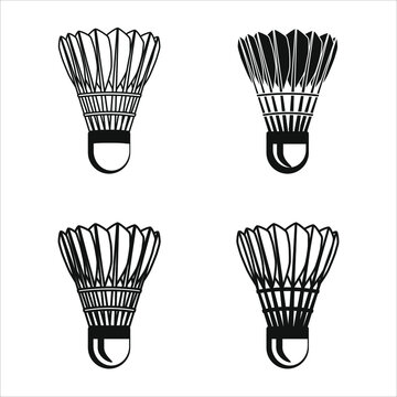 Simple badminton shuttlecock icon set. Vector graphic illustration in white background. Suitable for website design, logo, app, template, ui and pattern design.