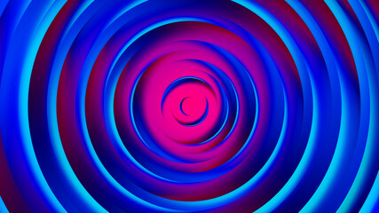 Pink purple neon circles abstract background.3D illustration with paper cut style.