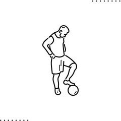 A football player with the ball, vector icon in outline