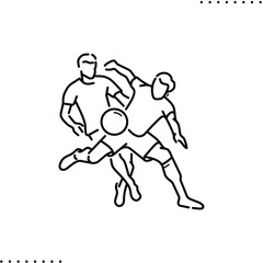 football players, soccer game vector icon in outline