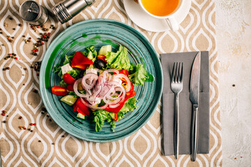 Fresh cooked salad in plate 