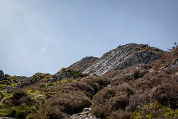 Fototapeta na wymiar the craggy tops of a welsh mountain