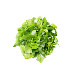 Fototapeta na wymiar Fresh Green Chopped Basil Leaves Isolated on White Background