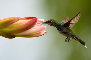 Picaflor en flor de cactus