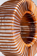 Close up of electric copper coil inductor