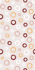 Colorful seamless pattern with rings in brush stroke technique. Vector abstract background with hand painted circles.