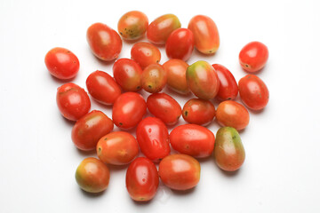 Cherry tomatoes fruits isolated on white background. clipping path, full depth of field.