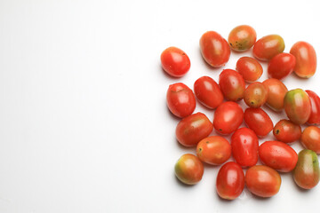 Cherry tomatoes fruits isolated on white background. clipping path, full depth of field.