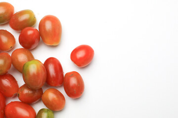 Cherry tomatoes fruits isolated on white background. clipping path, full depth of field.