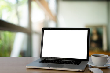 Fototapeta premium laptop in a cafe