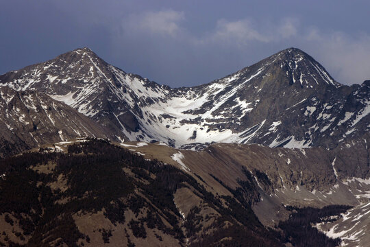 Closeup of Blanca Peak, the fourth highest mountain in the Rockies, in May