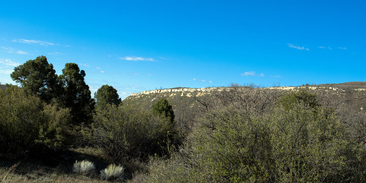 Panorama of Prater Ridge, which edges the rim of the high plateau at Mesa Verde National Park in Colorado