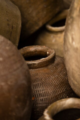 Close up of clay pots