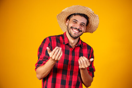 Brazilian man wearing typical clothes for the Festa Junina