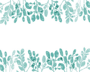 水彩タッチの透明感のある草木フレーム