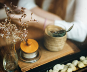 Young caucasian woman at a coffee shop