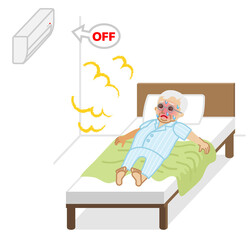 エアコンオフの寝室で熱中症になるシニア男性