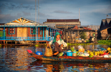 Local Cambodian seller at floating village